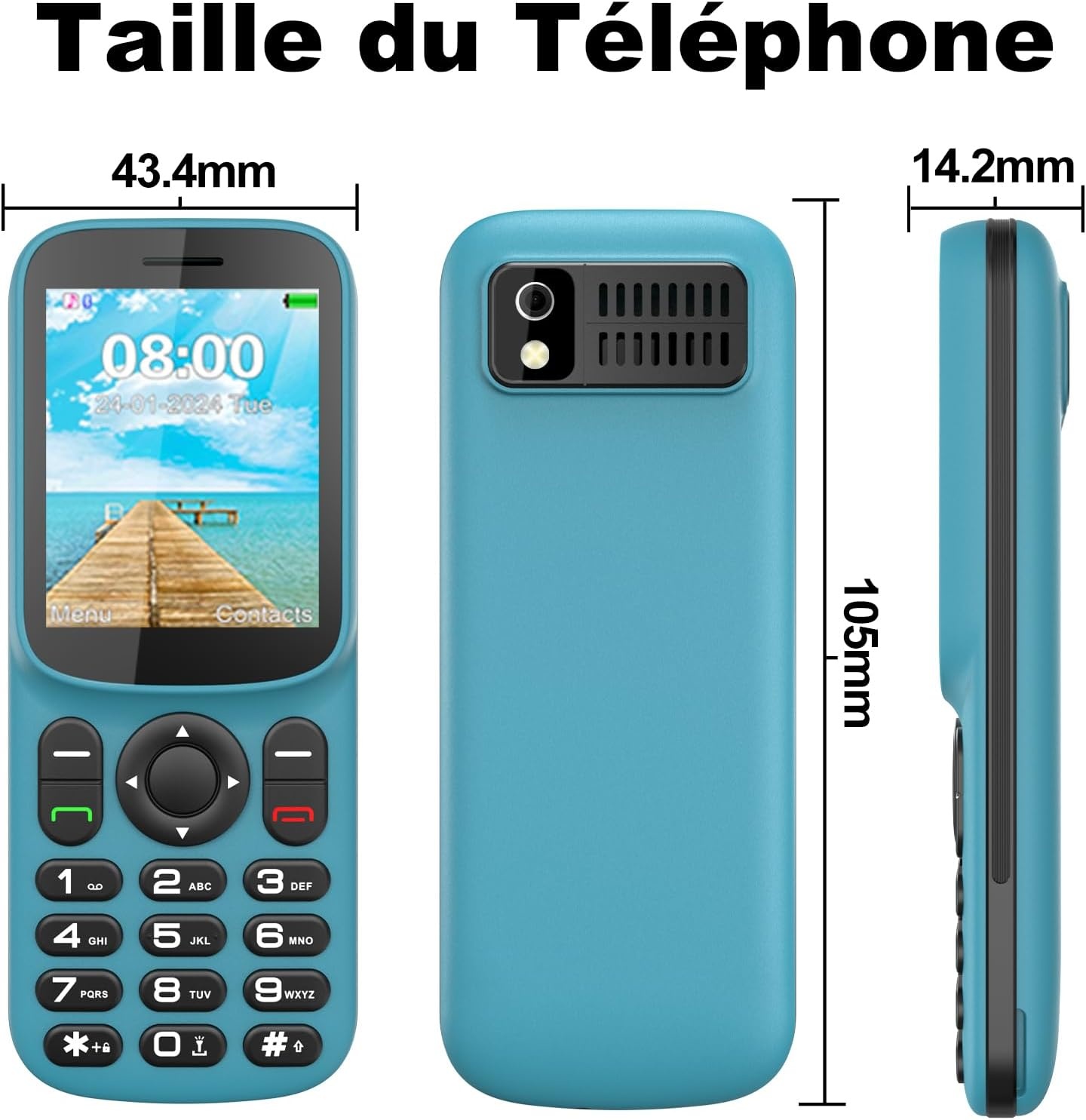 Téléphone portable senior T185 4G Blauw zwart Taille S - 32% de remise