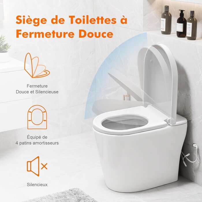Abattant WC forme en D frein de chute - 31% de remise