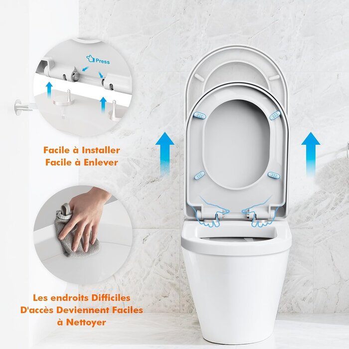 Abattant WC forme en D frein de chute - 31% de remise
