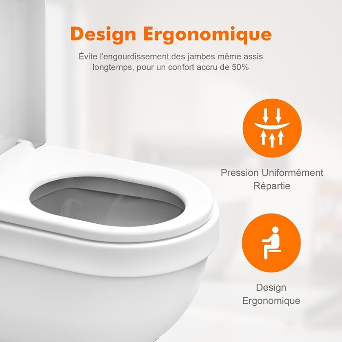 Abattant WC forme en D frein de chute - 31% de remise