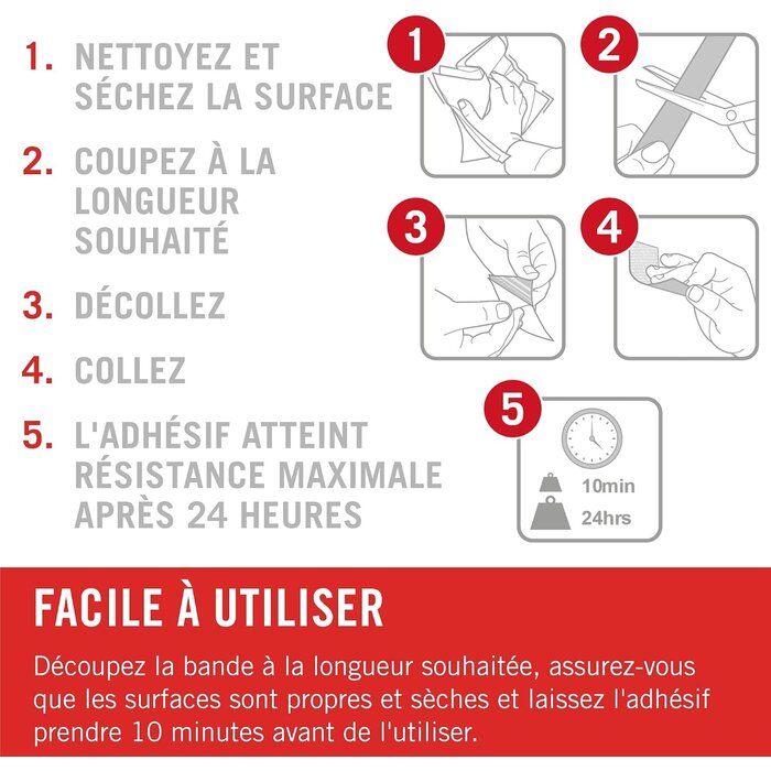 Ruban auto-adhésif à boucles 20 mm x 10 m - Blanc - 30% de remise