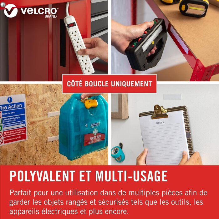 Ruban auto-adhésif à boucles 20 mm x 10 m - Blanc - 30% de remise