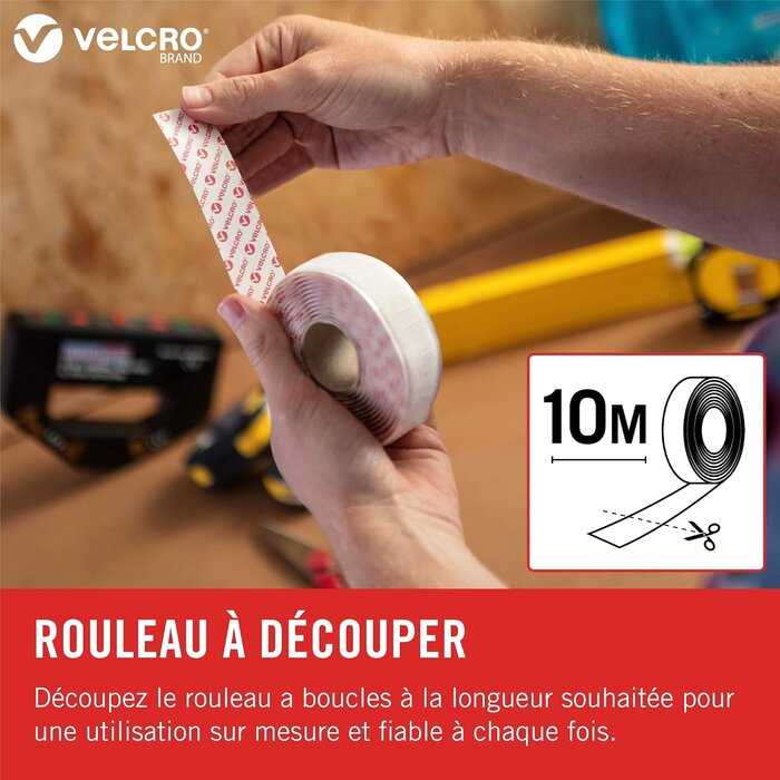 Ruban auto-adhésif à boucles 20 mm x 10 m - Blanc - 30% de remise