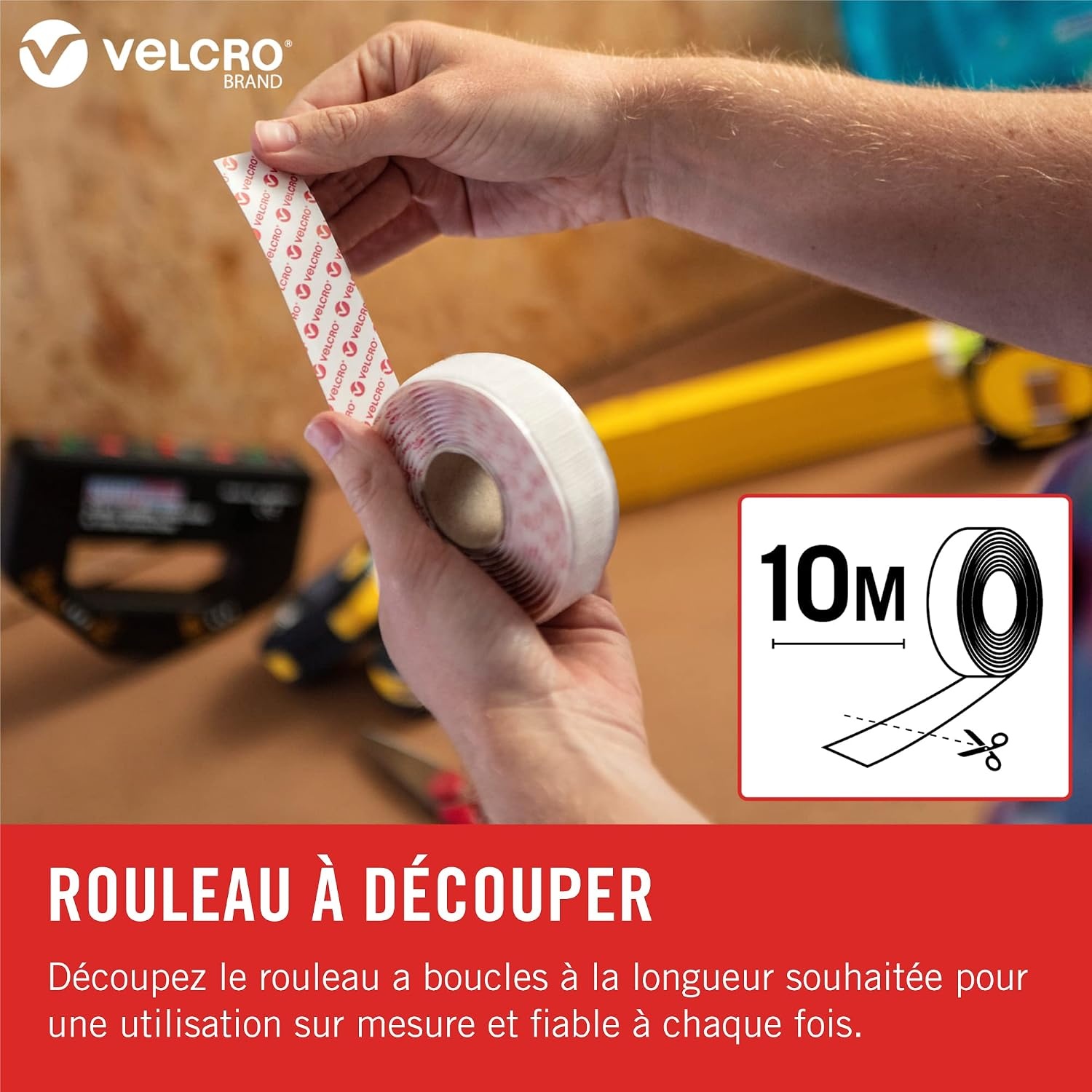 Ruban auto-adhésif à boucles 20 mm x 10 m - Blanc - 30% de remise