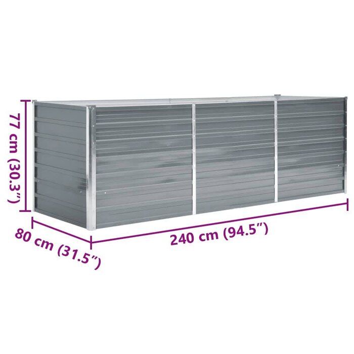 Vidaxl Jardinière surélevée acier galvanisé 240cm - Gris - 35% de remise