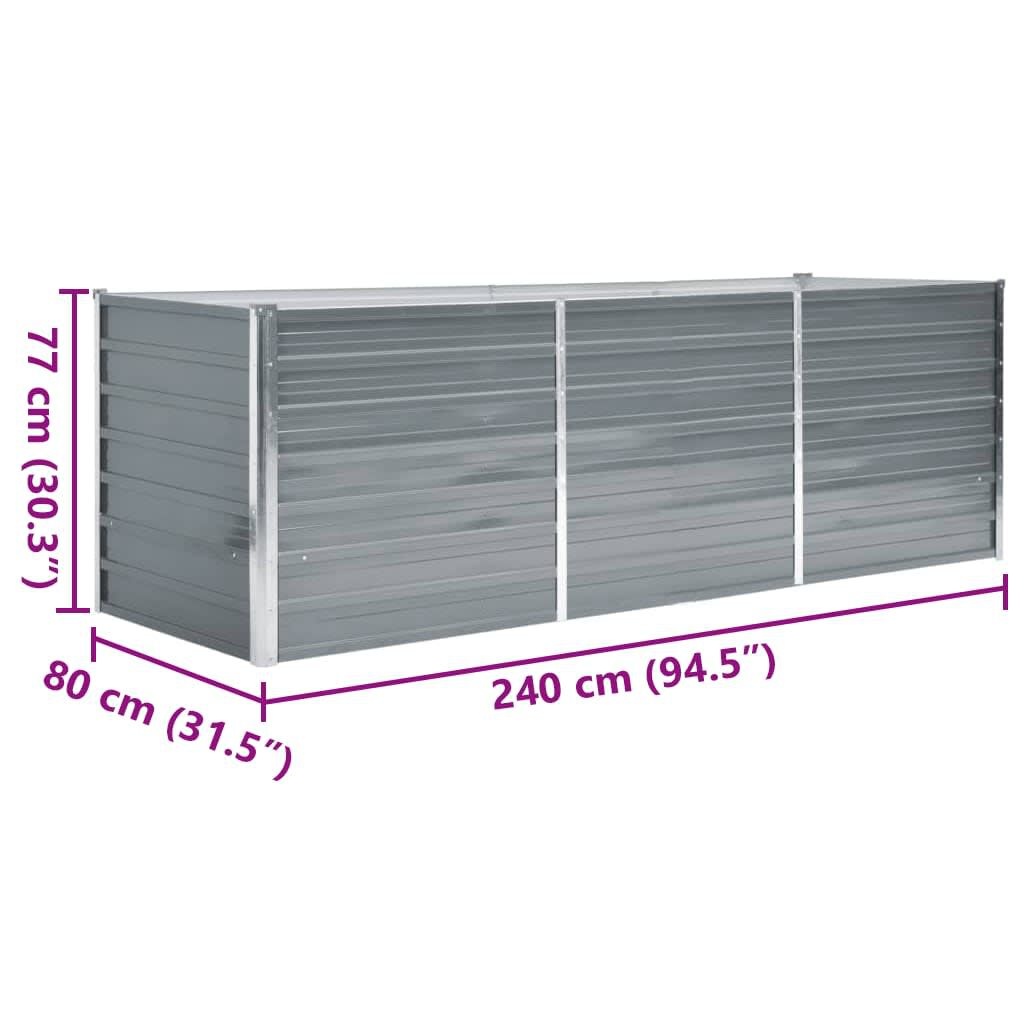 Vidaxl Jardinière surélevée acier galvanisé 240cm - Gris - 35% de remise
