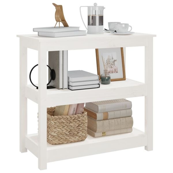 Vidaxl Table console murale en pin massif blanc 80x40 cm - 34% de remise