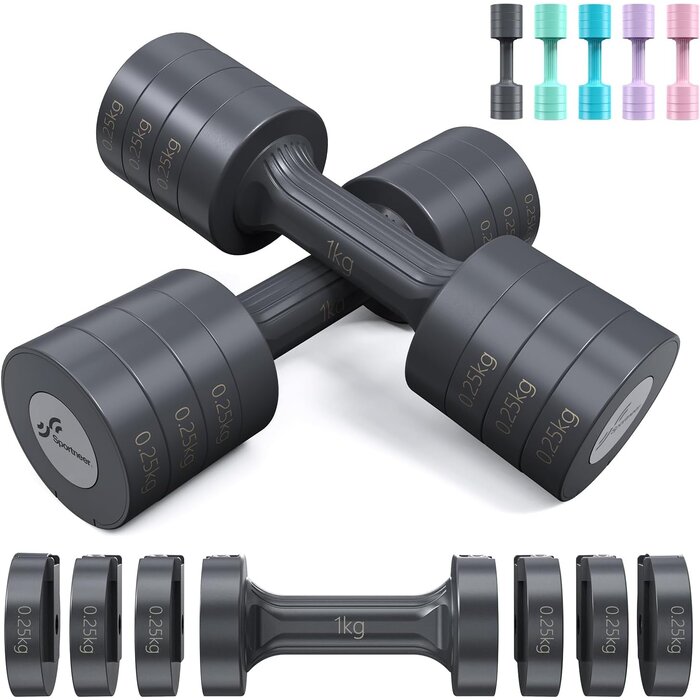 Set de 2 haltères réglables 4-en-1 Gris Taille S - 32% de remise