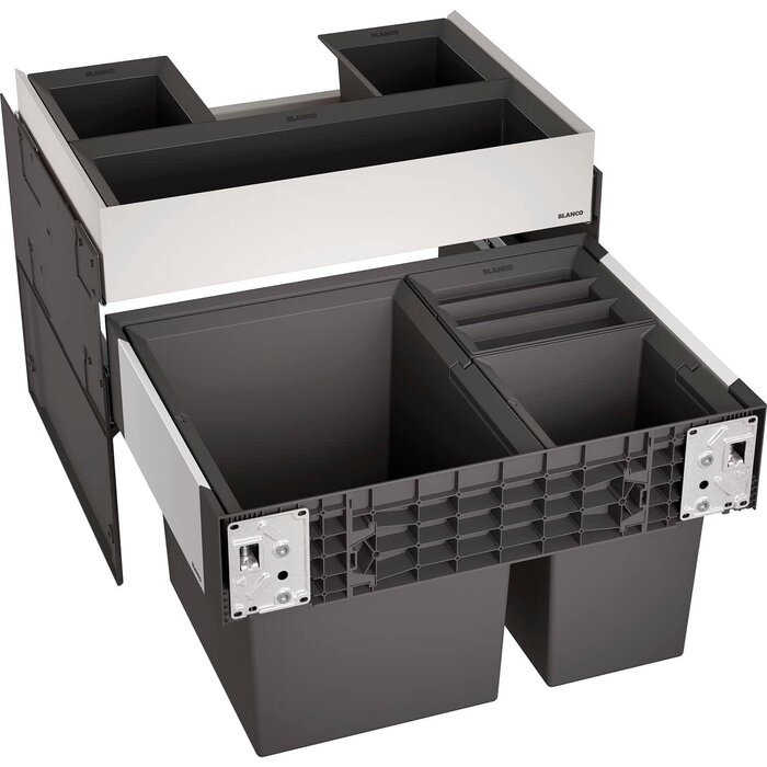 Système de tri sélectif coulissant 60 cm - 4 bacs - Noir - 35% de remise
