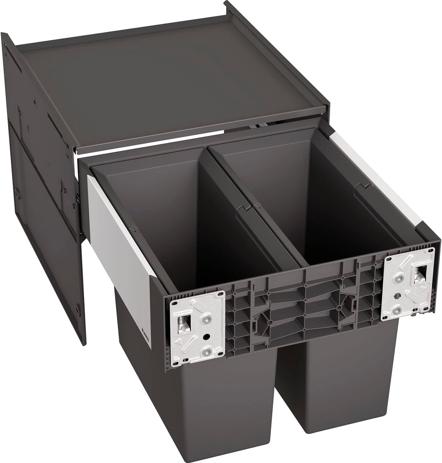 Système de tri sélectif coulissant 60 cm - 4 bacs - Noir - 35% de remise