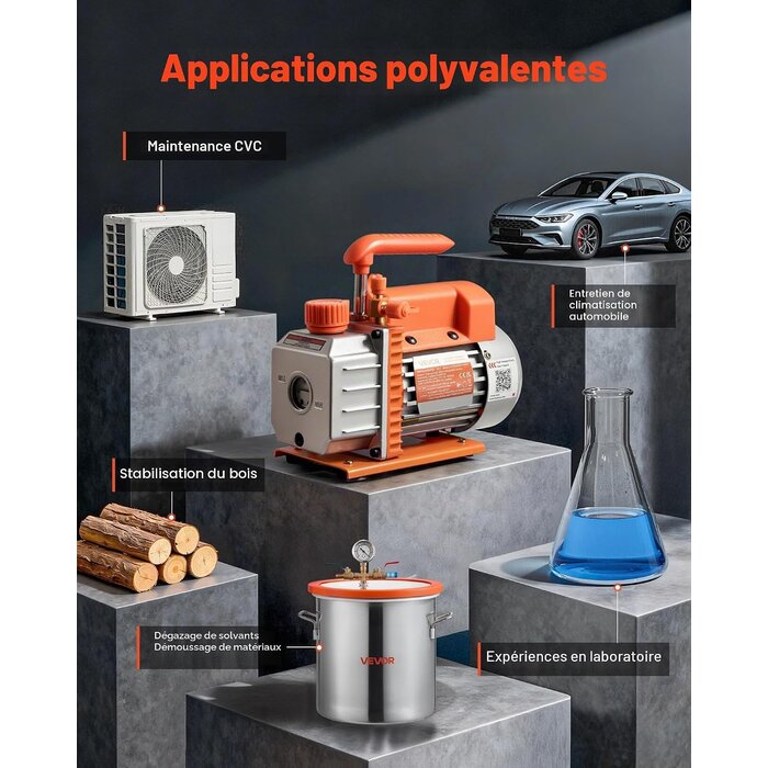 Vevor Pompe à vide 3,5 CFM 1/4 CV - HVAC et dégazage - 33% de remise