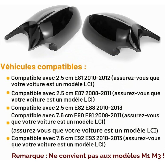 Coques de rétroviseurs Zwart S pour BMW - Noir brillant - 33% de remise