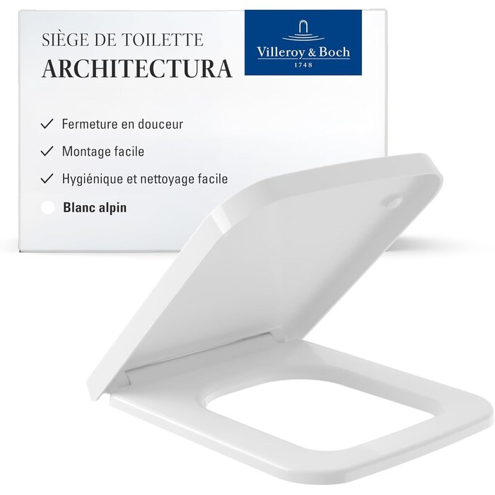 Abattant WC carré SoftClose blanc alpin - 34% de remise