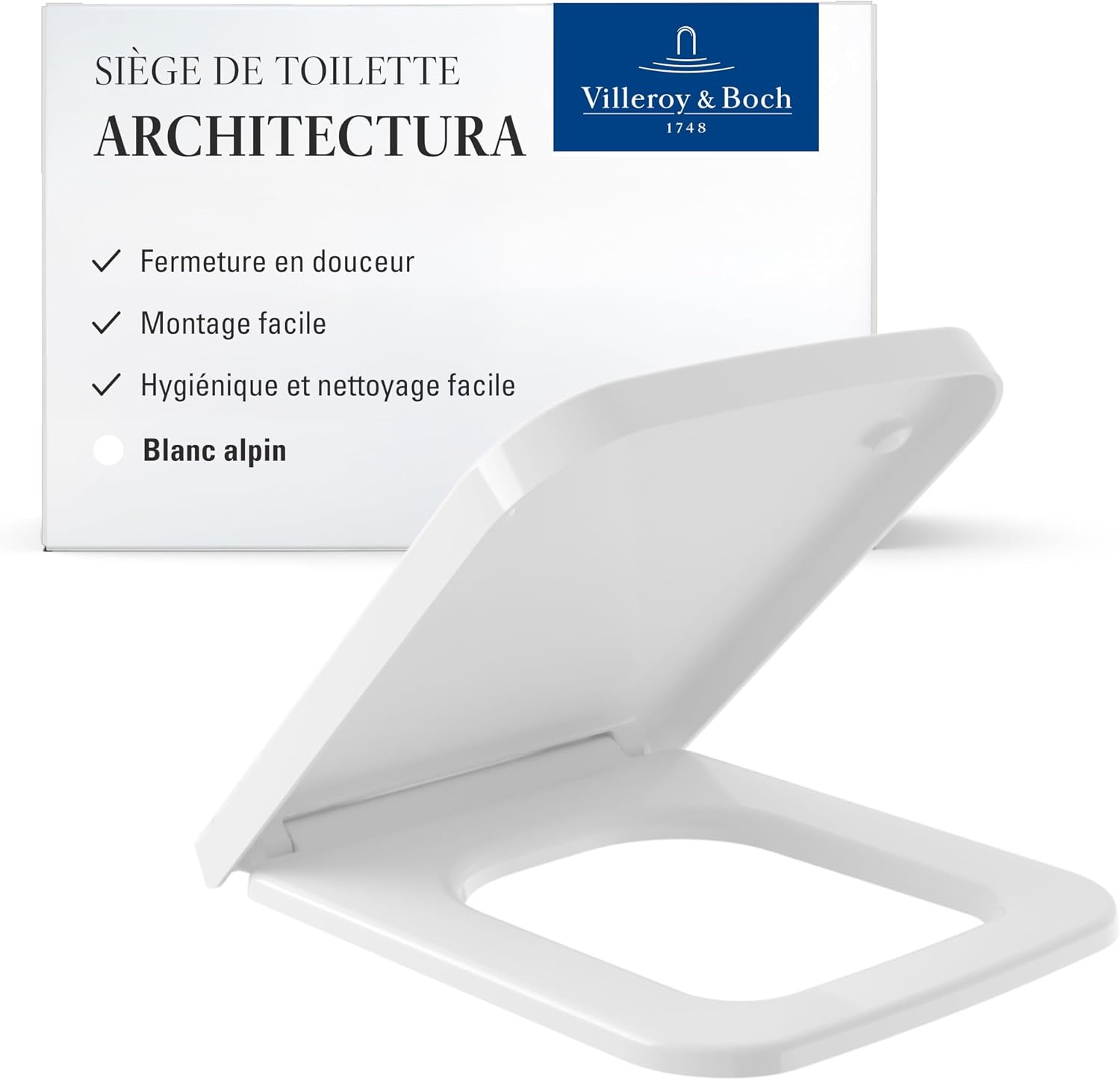 Abattant WC carré SoftClose blanc alpin - 34% de remise