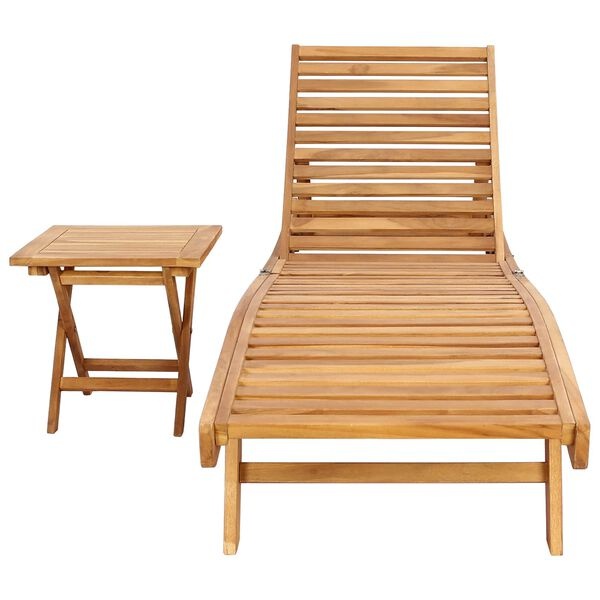 Vidaxl Lot de 2 chaises longues en teck avec table pliante - 35% de remise