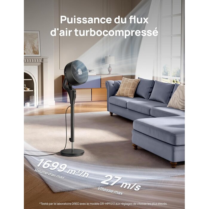 Ventilateur sur pied silencieux - 8 vitesses - Noir - 34% de remise