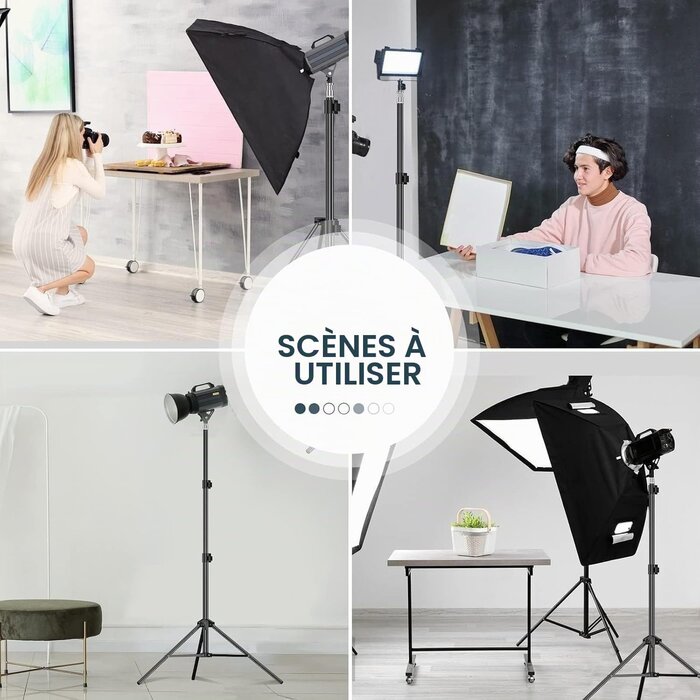 Lot de 2 trépieds studio 2,1m pour photo vidéo - 31% de remise
