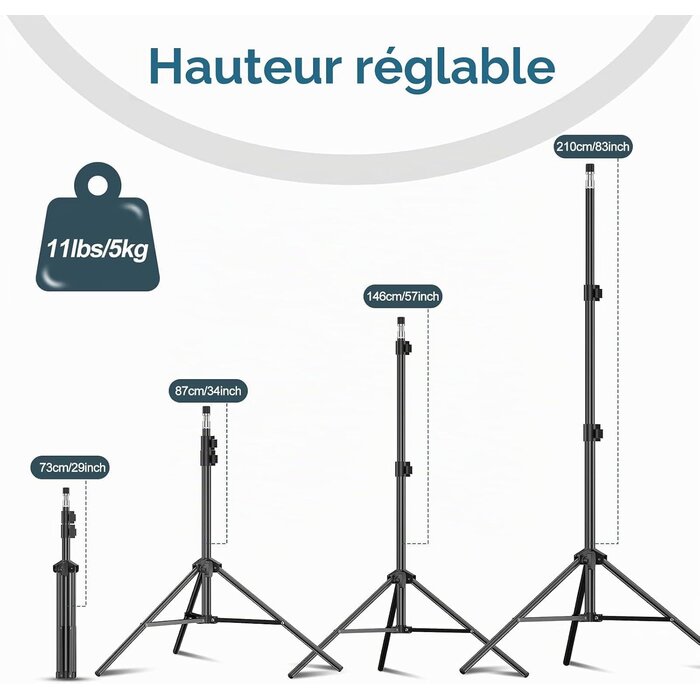 Lot de 2 trépieds studio 2,1m pour photo vidéo - 31% de remise