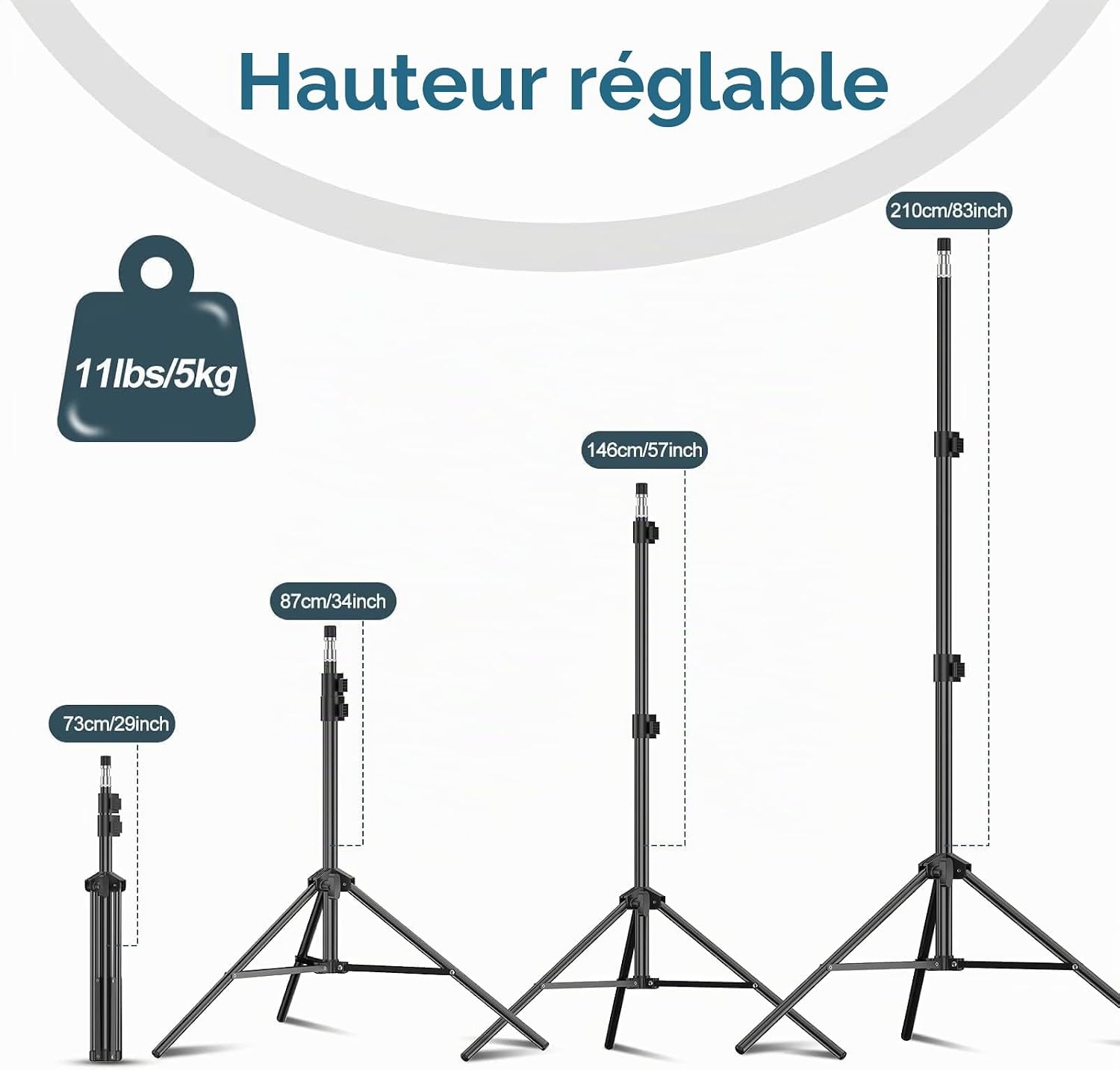 Lot de 2 trépieds studio 2,1m pour photo vidéo - 31% de remise