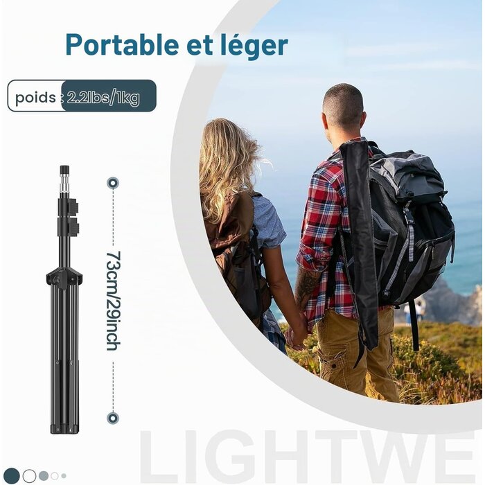 Lot de 2 trépieds studio 2,1m pour photo vidéo - 31% de remise
