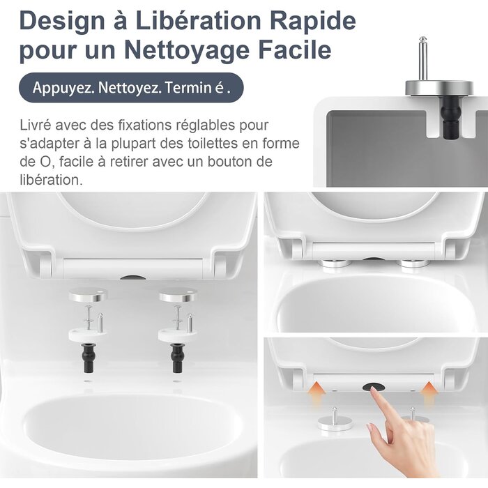 Abattant WC ovale universel, frein de chute, 32% de remise