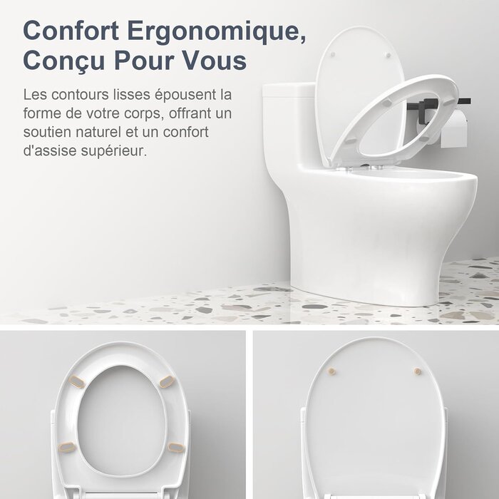 Abattant WC ovale universel, frein de chute, 32% de remise