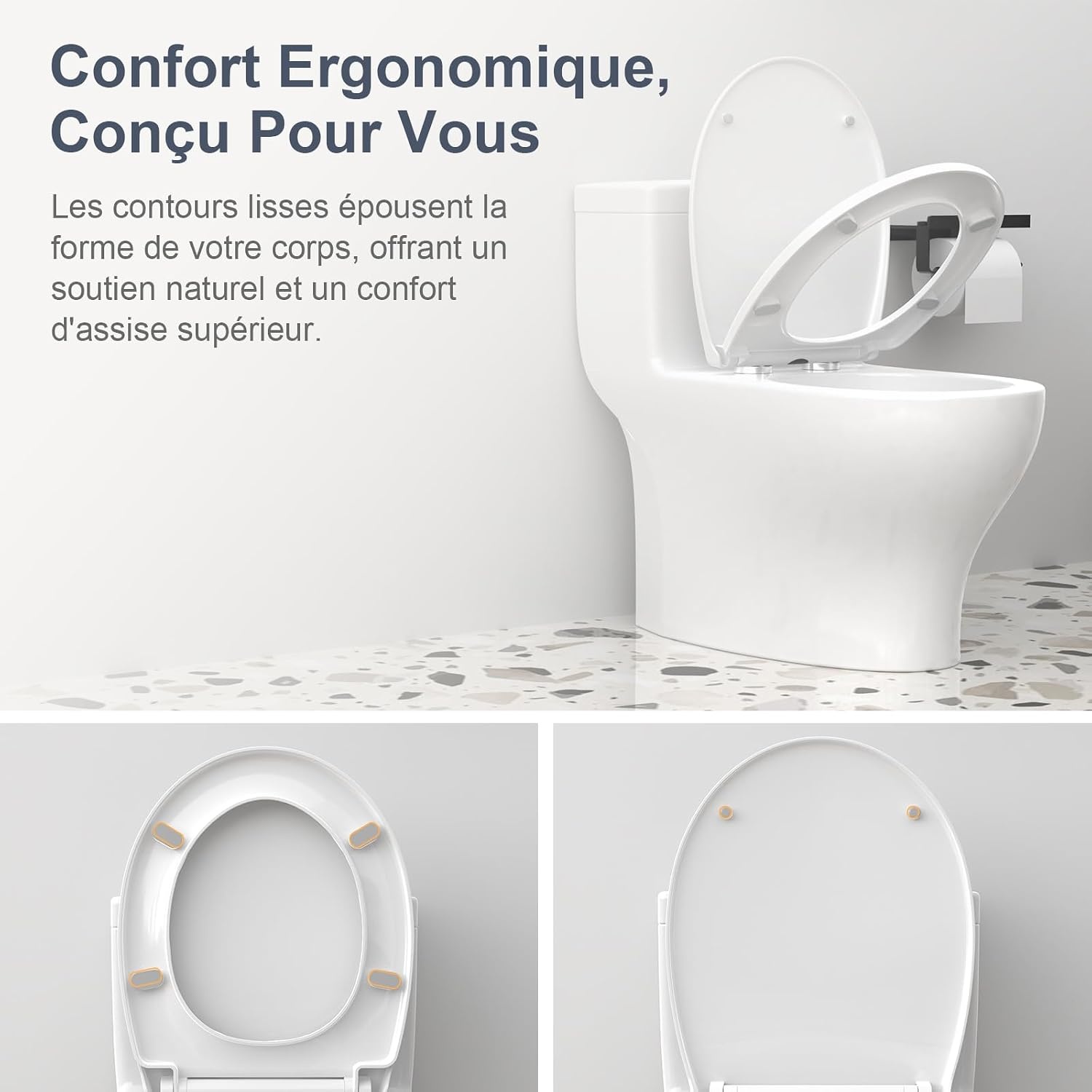 Abattant WC ovale universel, frein de chute, 32% de remise