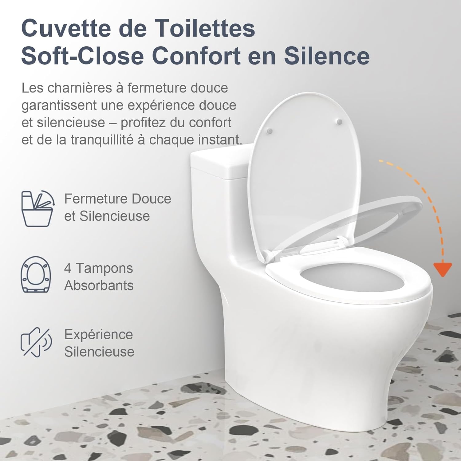 Abattant WC ovale universel, frein de chute, 32% de remise