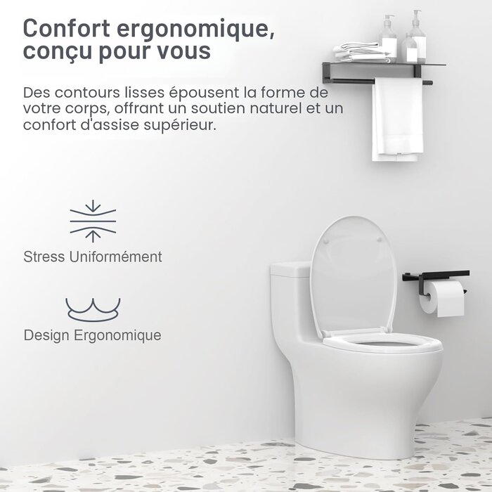 Abattant WC ovale universel, frein de chute, 32% de remise
