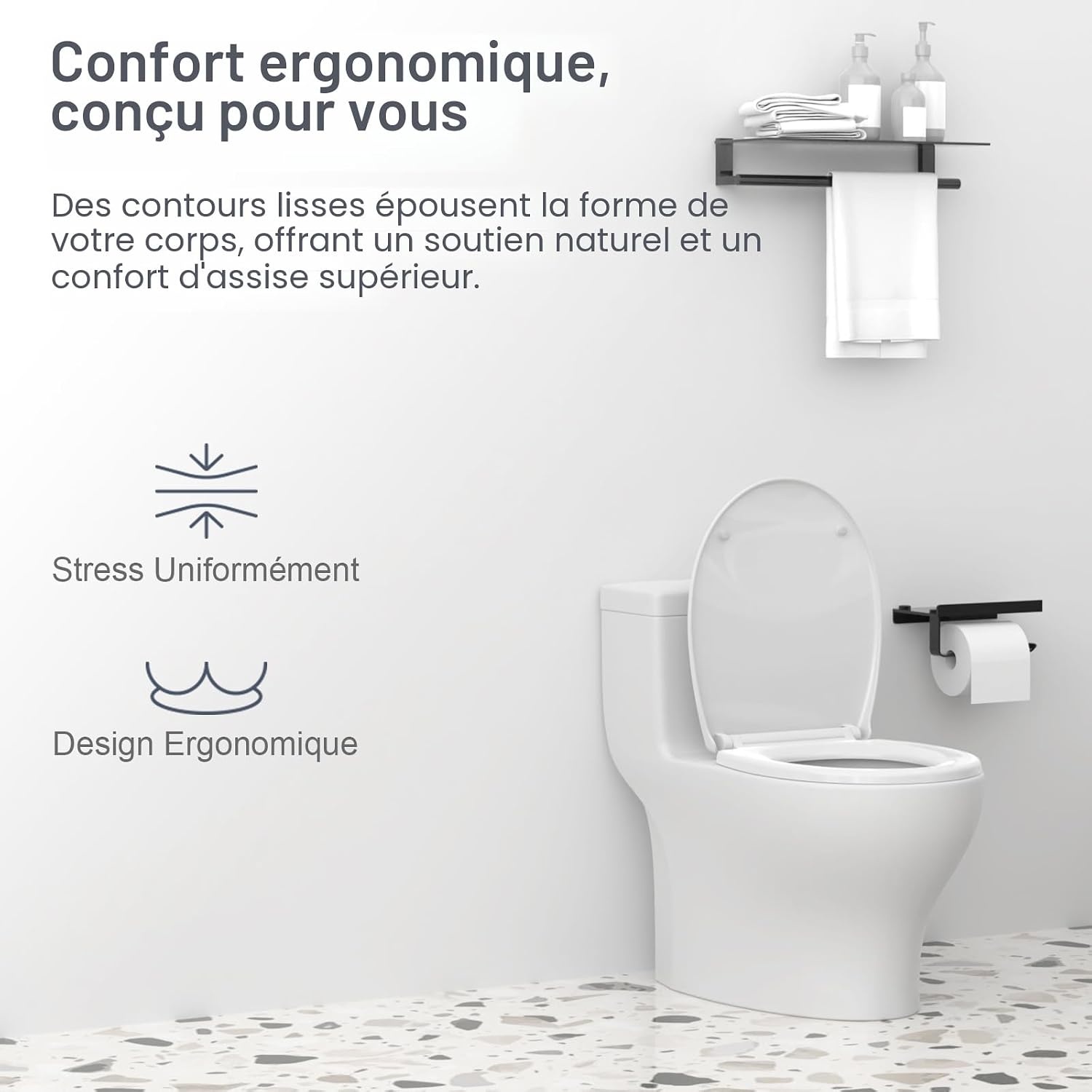 Abattant WC ovale universel, frein de chute, 32% de remise