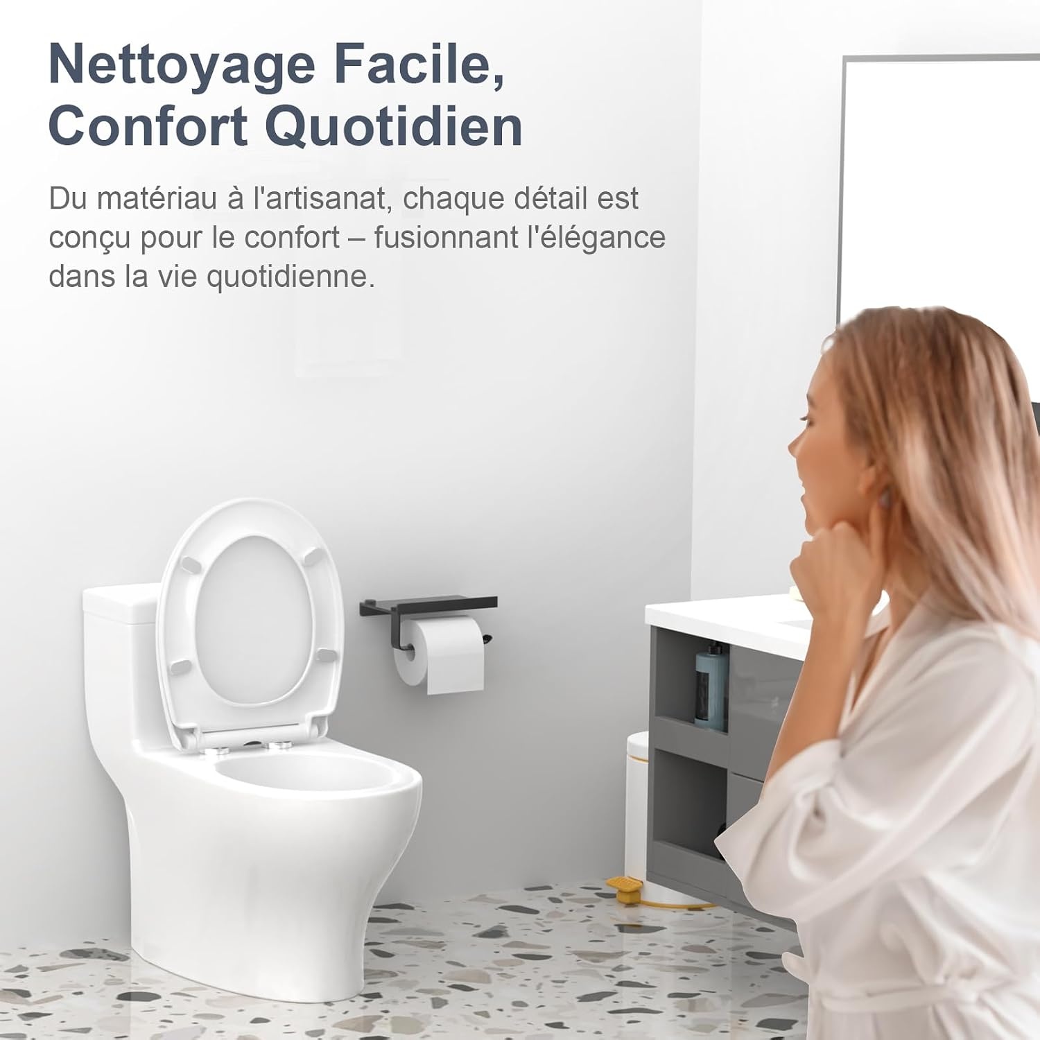 Abattant WC ovale universel, frein de chute, 32% de remise