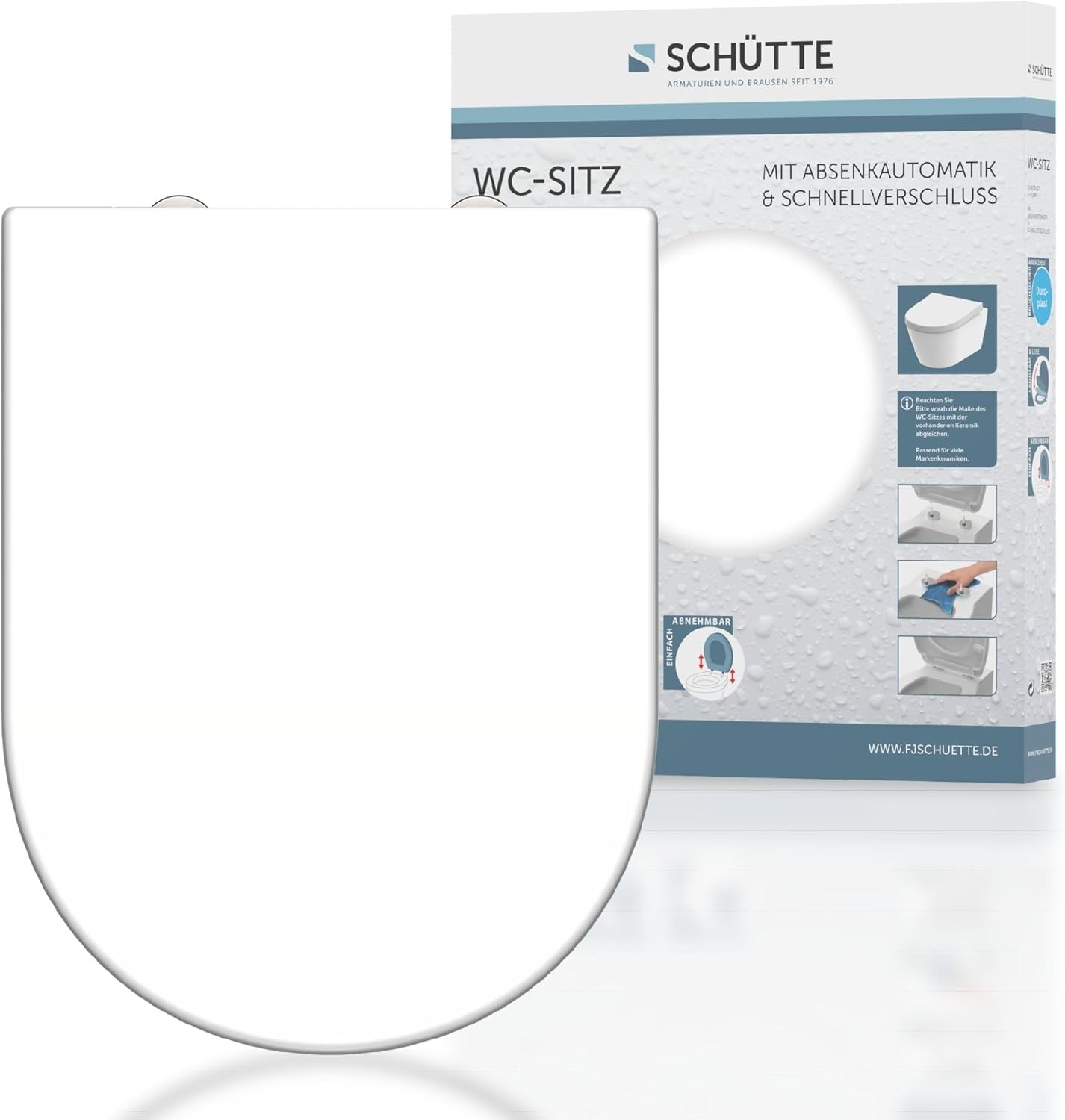Abattant WC forme en D en duroplast | 32% de remise | Blanc 45,5x34,5 cm