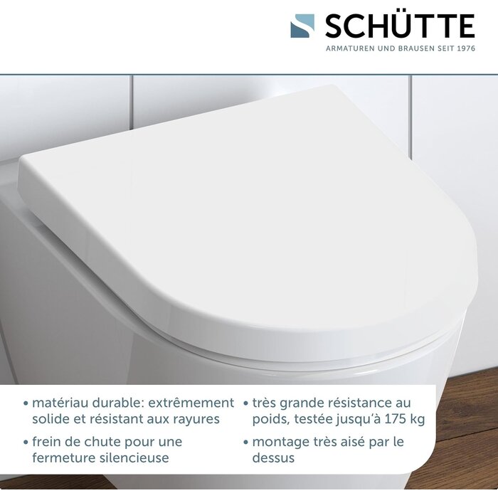 Abattant WC forme en D en duroplast | 32% de remise | Blanc 45,5x34,5 cm