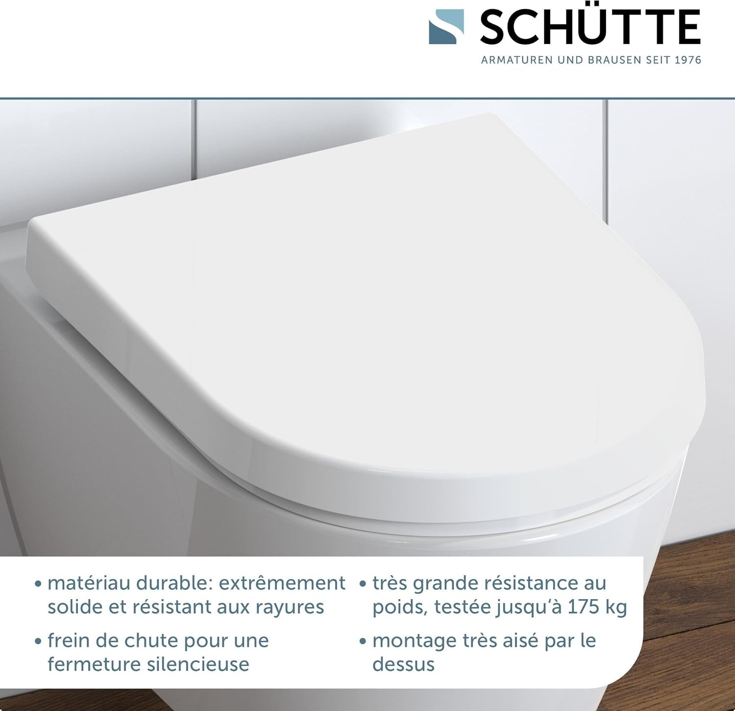 Abattant WC forme en D en duroplast | 32% de remise | Blanc 45,5x34,5 cm