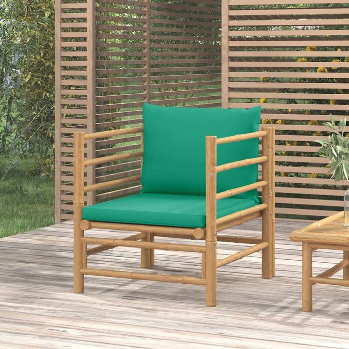 Vidaxl Banc de jardin en bambou avec coussins verts - 34% de remise