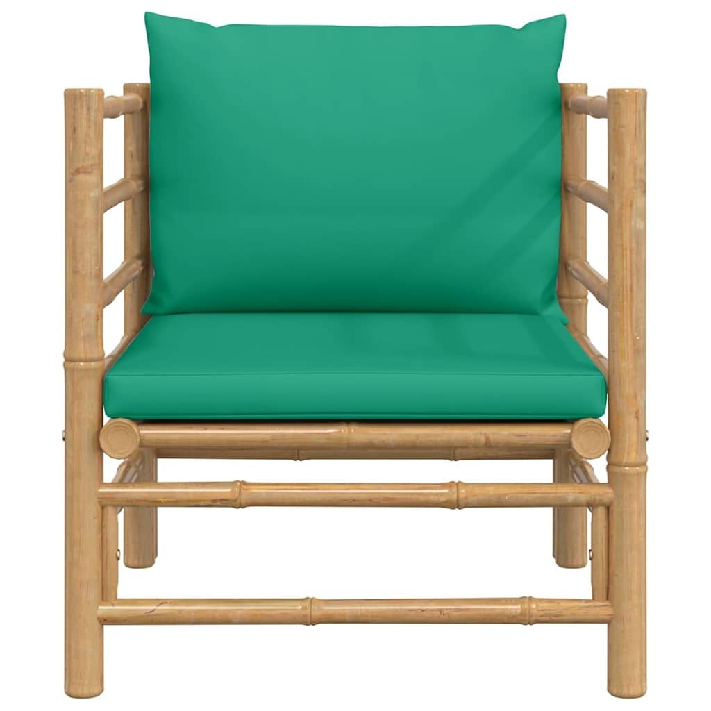 Vidaxl Banc de jardin en bambou avec coussins verts - 34% de remise