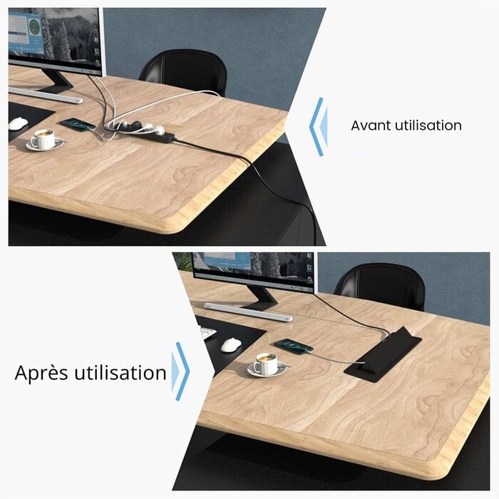 Bloc multiprise encastrable 2 prises + 2 USB - Noir - 32% de remise