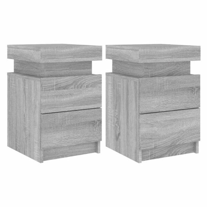 Vidaxl Lot de 2 tables de chevet LED chêne gris sonoma - 34% de remise