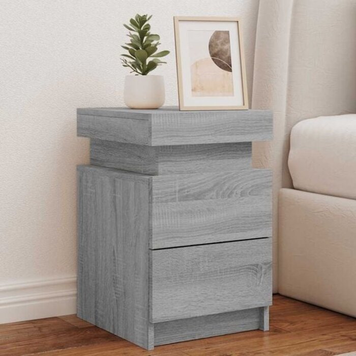 Vidaxl Lot de 2 tables de chevet LED chêne gris sonoma - 34% de remise