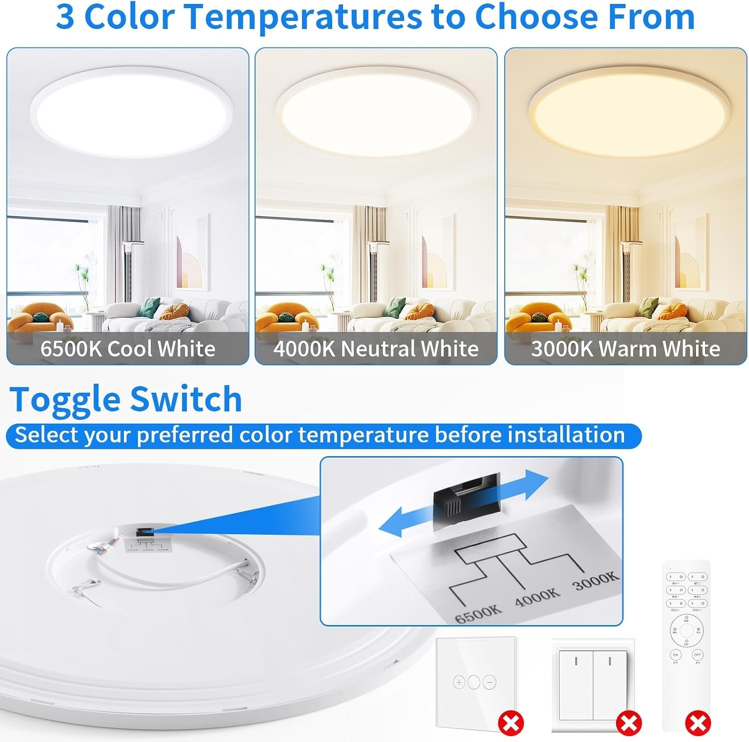 Plafonnier LED ultra-plat 59cm 52W - 33% de remise - Blanc