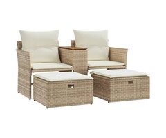 Vidaxl Banc de jardin en polyrotin avec repose-pieds - Beige - 47% de remise