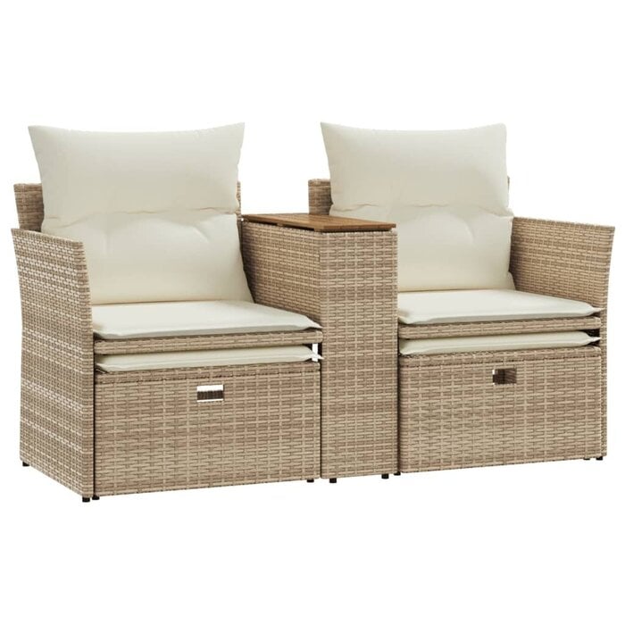 Vidaxl Banc de jardin 2 places avec repose-pieds - Beige - 35% de remise