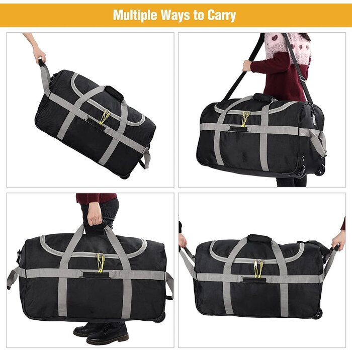Sac de voyage pliable à roulettes 85L Zwart grijs taille M - 32% de remise
