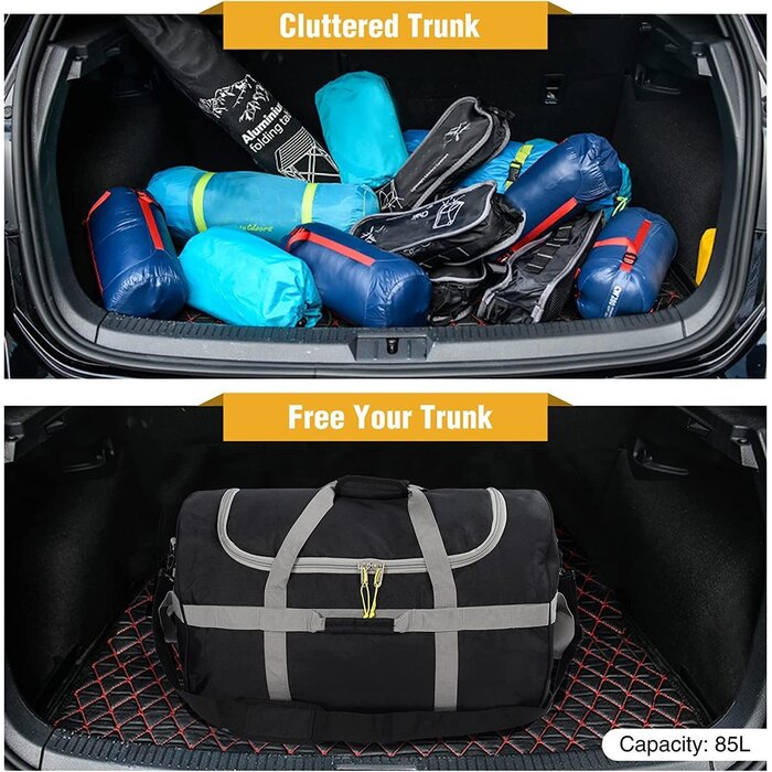 Sac de voyage pliable à roulettes 85L Zwart grijs taille M - 32% de remise