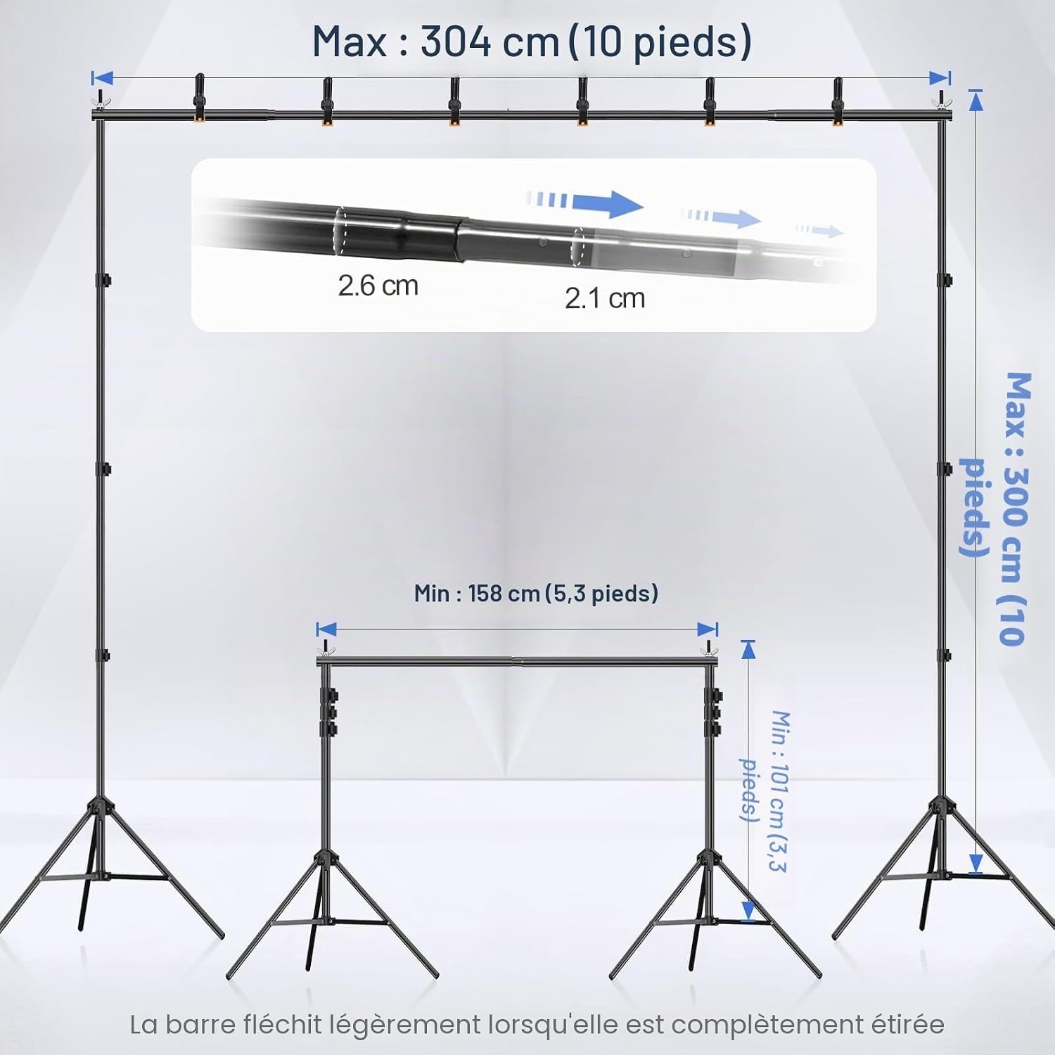 Support de fond studio 3x3m - Aluminium réglable - 34% de remise