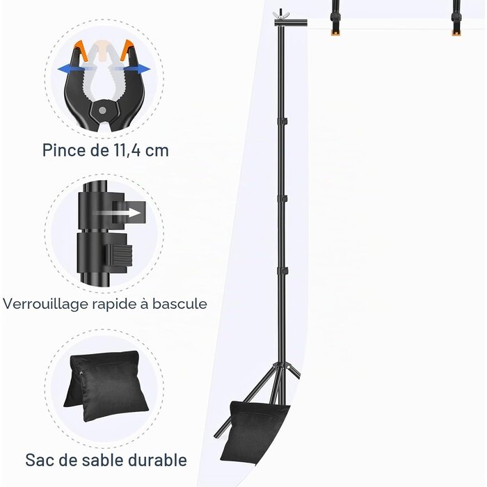 Support de fond studio 3x3m - Aluminium réglable - 34% de remise
