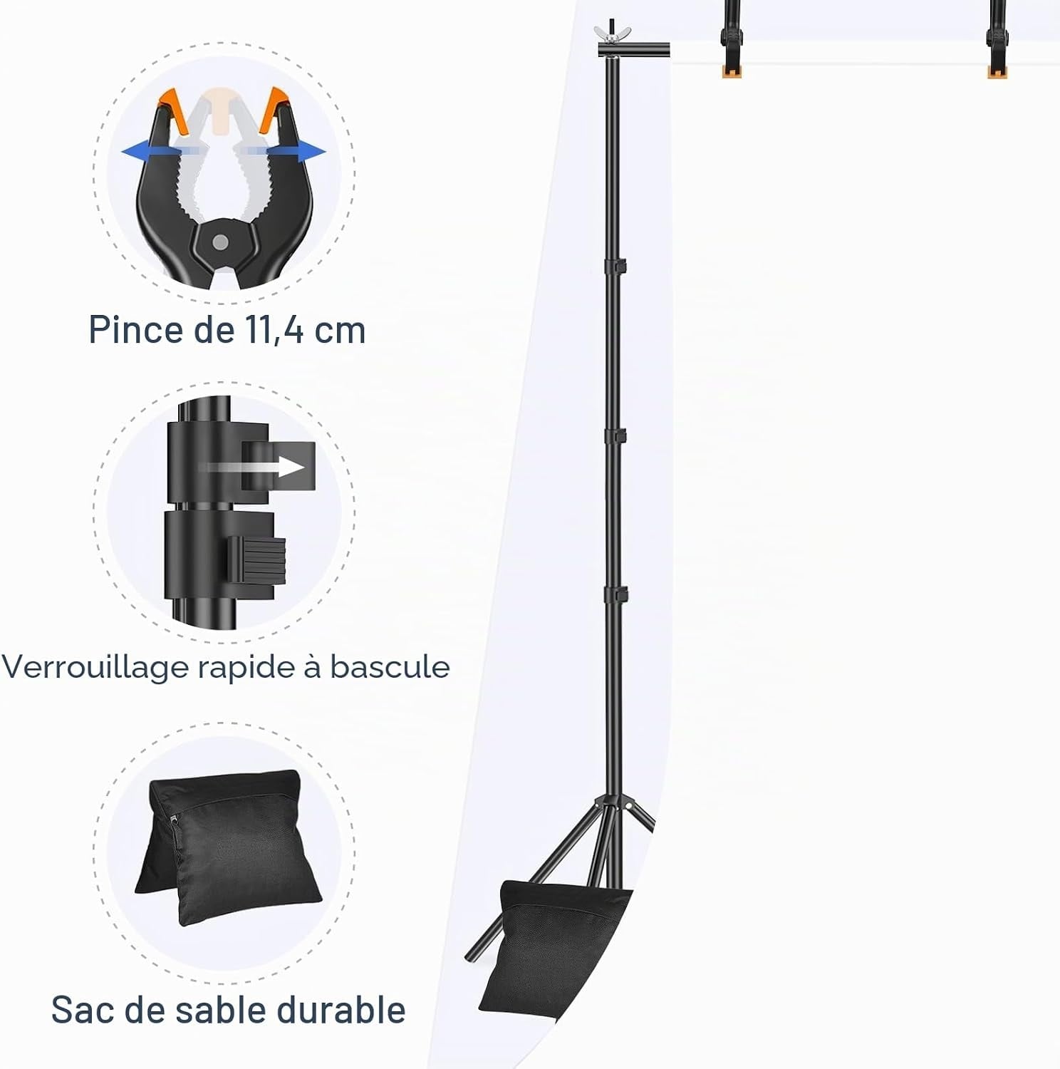 Support de fond studio 3x3m - Aluminium réglable - 34% de remise