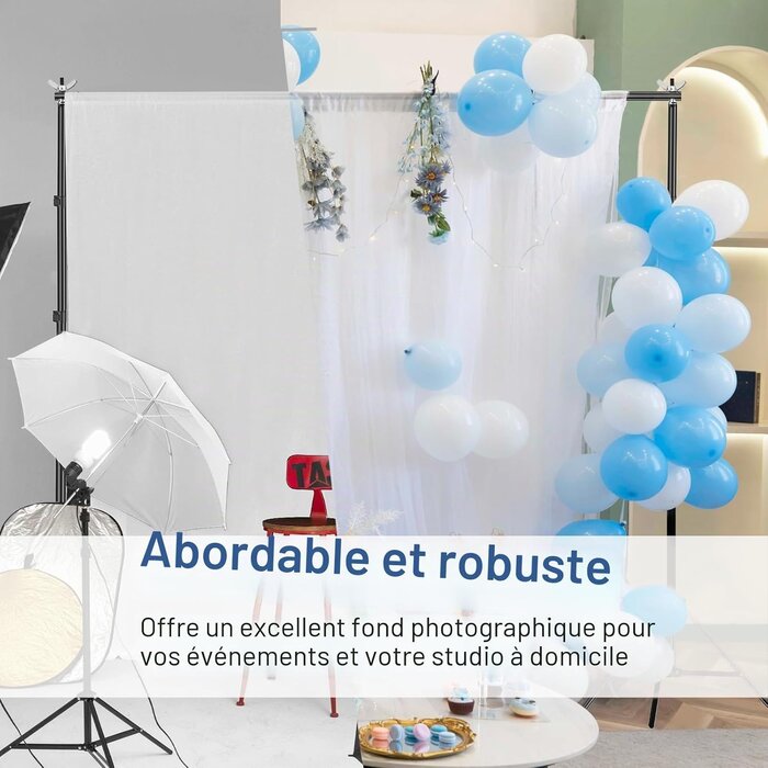 Support de fond studio 3x3m - Aluminium réglable - 34% de remise