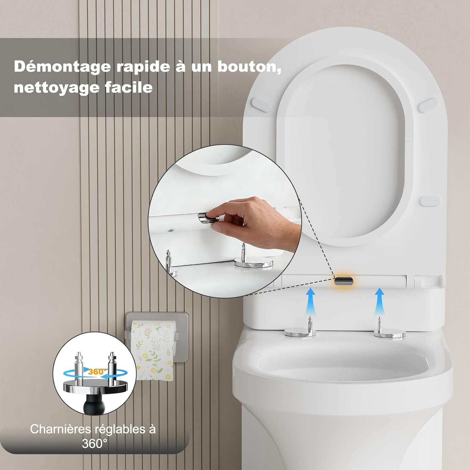 Abattant WC forme D en duroplast avec frein de chute - 32% de remise