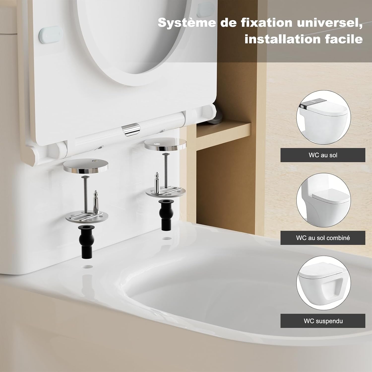 Abattant WC forme D en duroplast avec frein de chute - 32% de remise